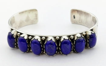 Stříbrný náramek kruh pevný lapis lazuli