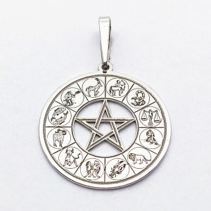 Stříbrný přívěsek pentagram a znamení zvěrokruhu